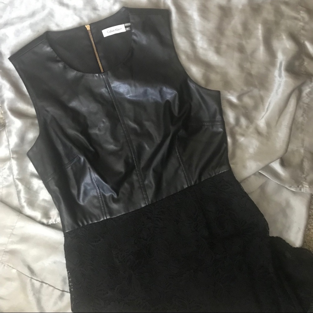 Black Leather Lace Dress
